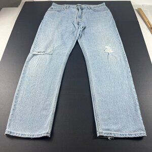 Y2K Levi's Jeans Men's 35x29* 505 Straight Light Blue Distressed Denim Tag 36x32